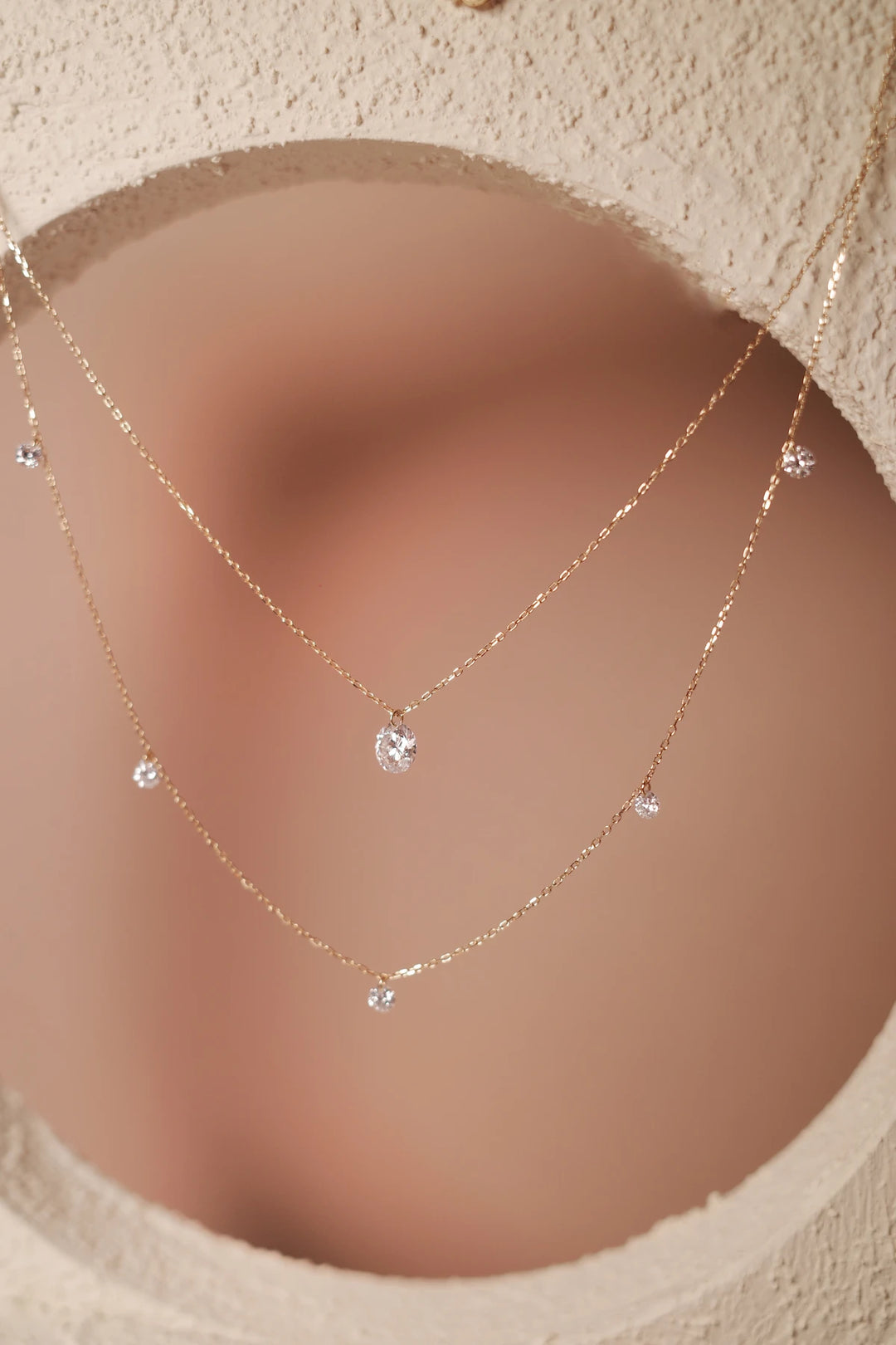 Five Floating-Diamonds Necklace
