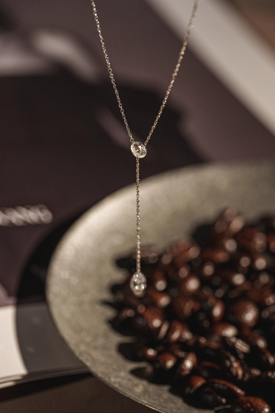 Dew Drop Y Shaped Double Diamond Necklace