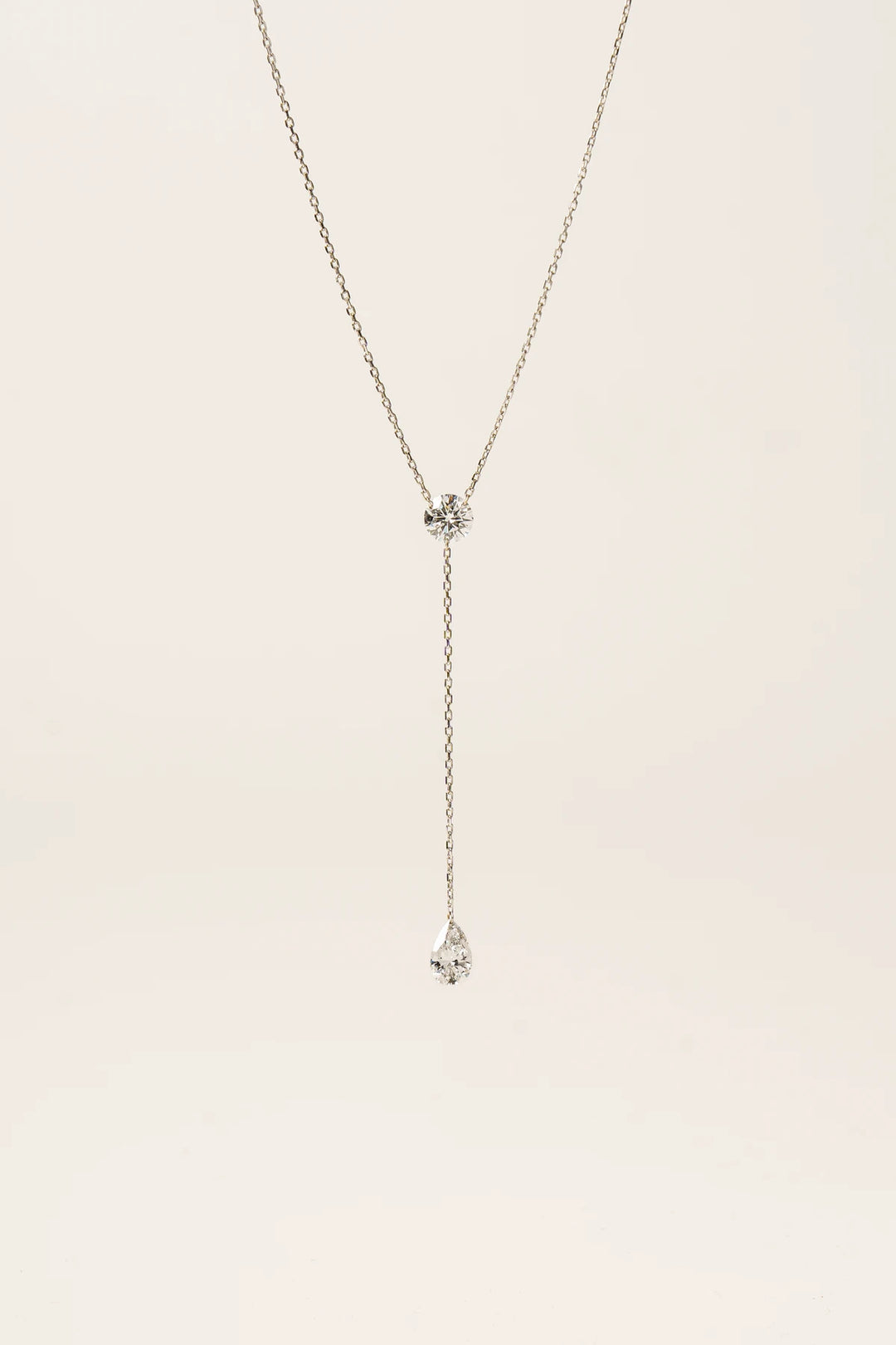 Dew Drop Y Shaped Double Diamond Necklace
