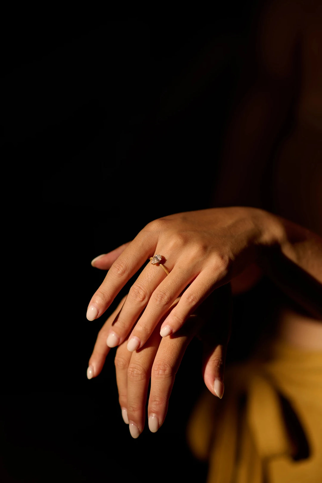 Golden Radiance Solitaire Pear-cut Diamond Ring